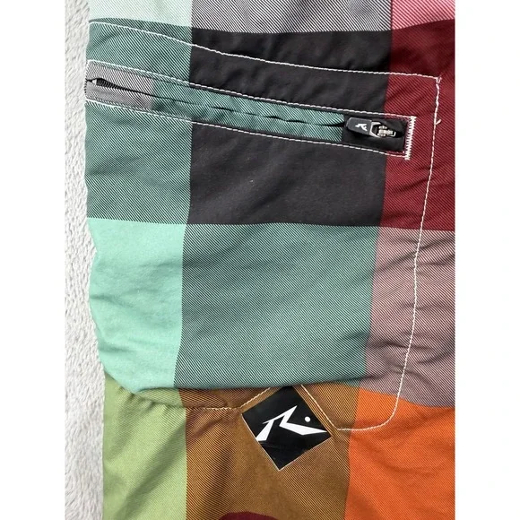 Rusty Board Shorts Men's Size 34 Stretch Plaid Swim Surfer Skater Preppy - Picture 4 of 7